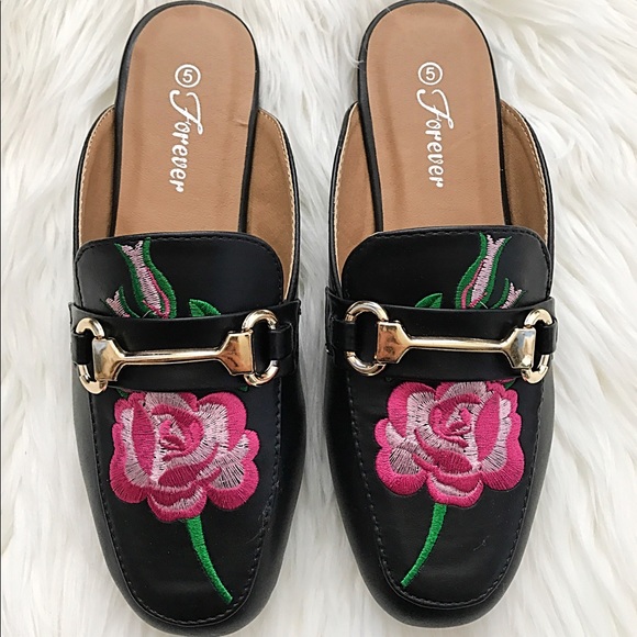 6, 6.5 7 left!! Embroidered Loafer Mules - Picture 3 of 3