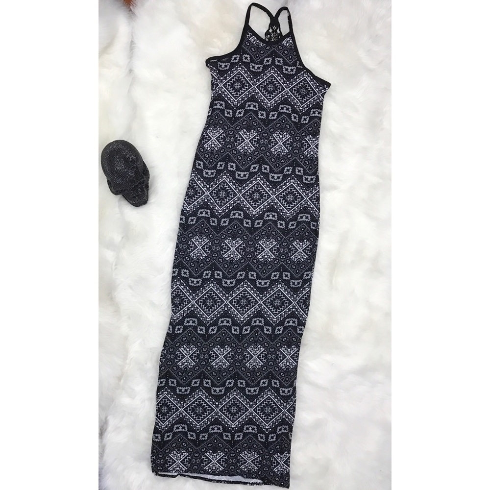Black lace back tribal bohemian maxi dress - Picture 8 of 8