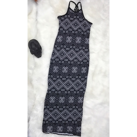 Black lace back tribal bohemian maxi dress - Picture 8 of 8