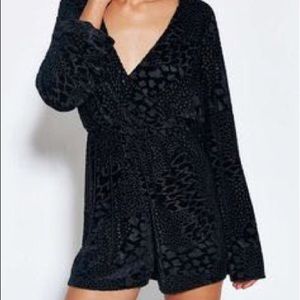 Black velvet patterned romper