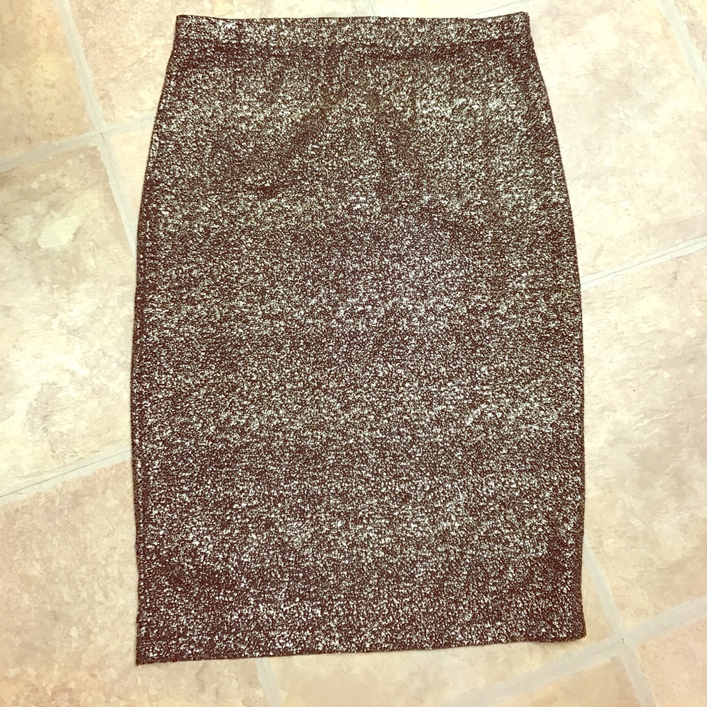 Gold speckled pencil skirt