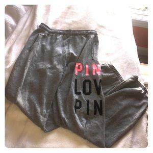 PINK drawstring gray sweatpants with pockets!