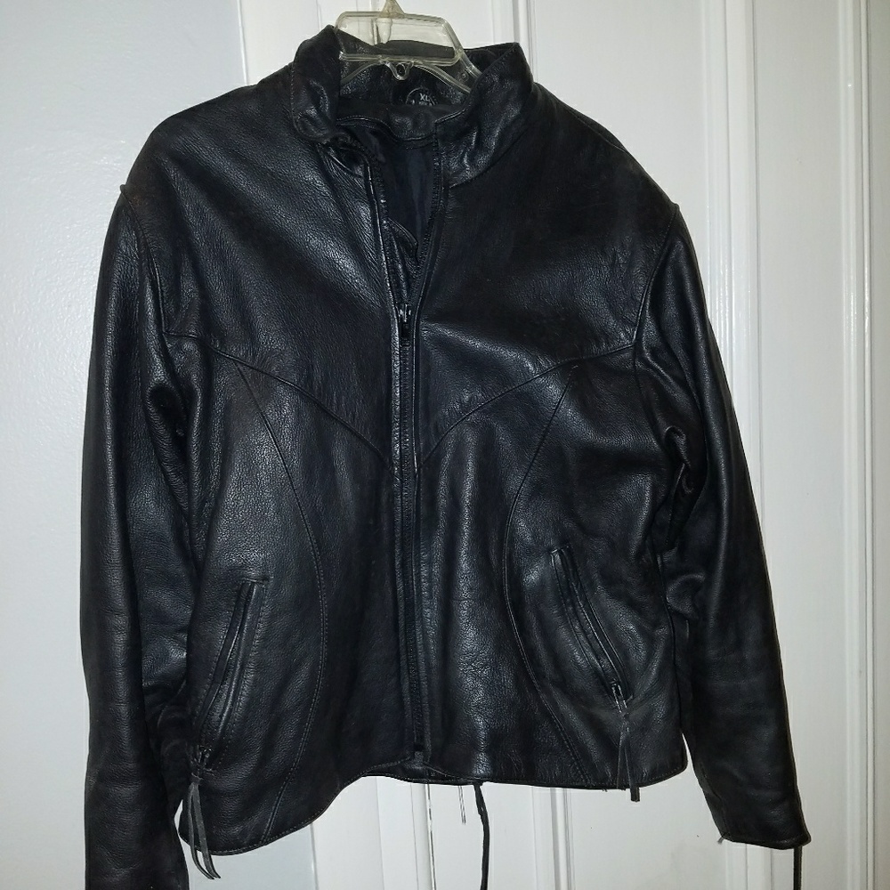 Biker black leather jacket