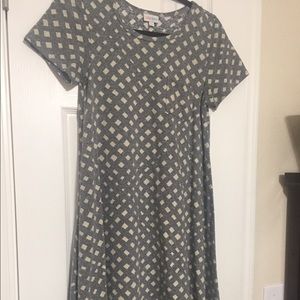 LuLaRoe XS Gray and Cream Carly Dress