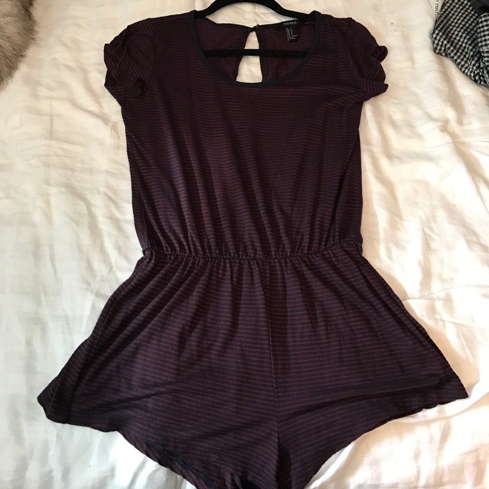 Maroon and navy romper