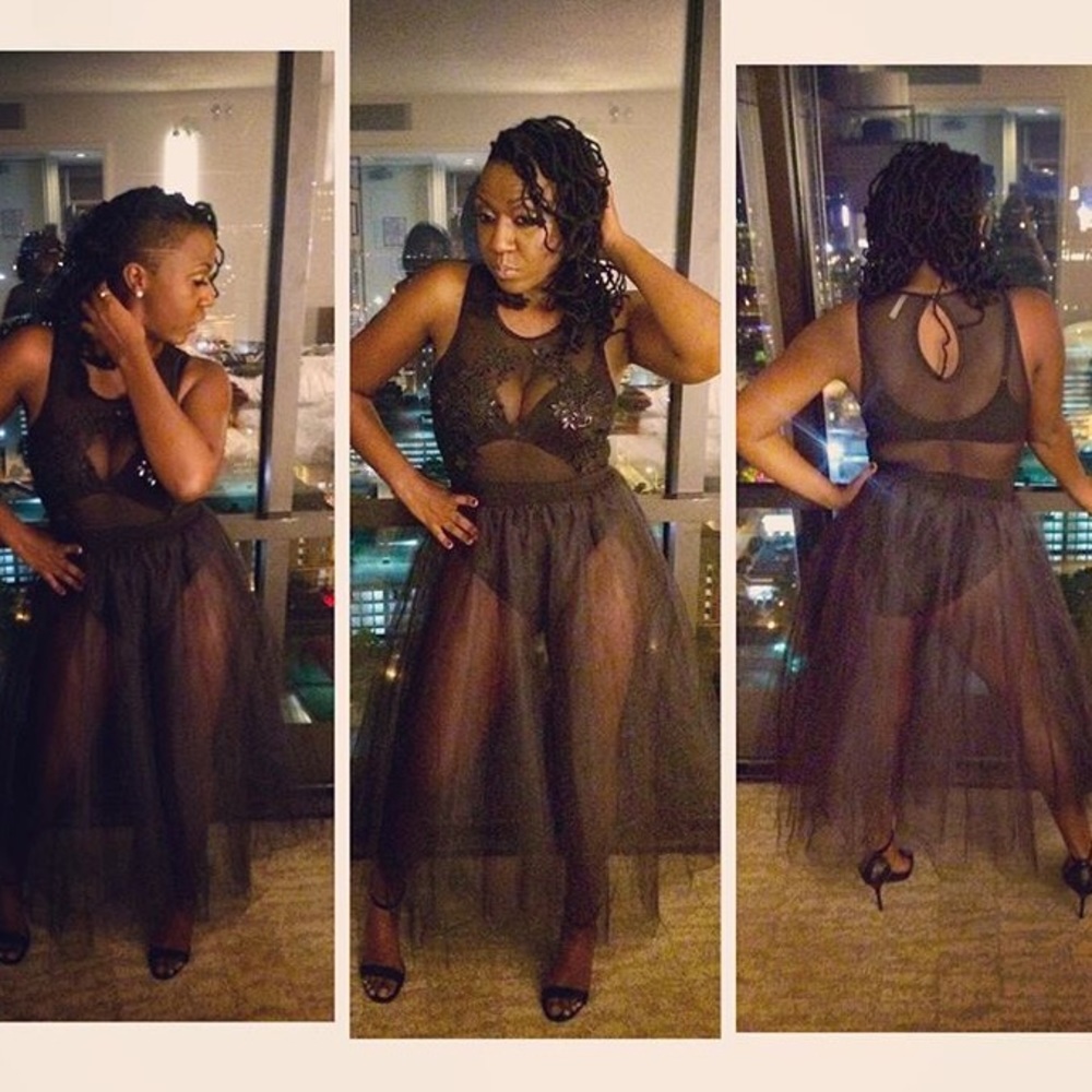 Haute tulle dress.