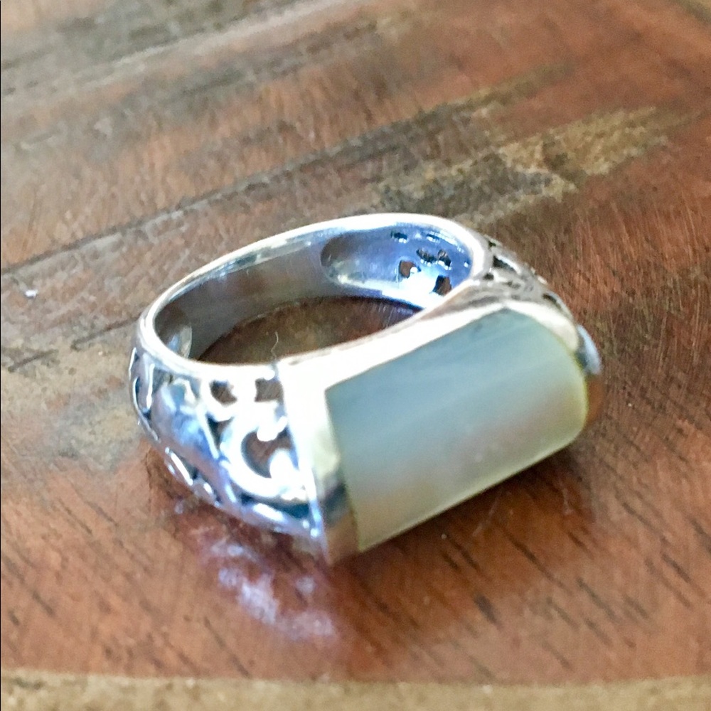 Woman's Silver Ring / Opalescent Gemstone