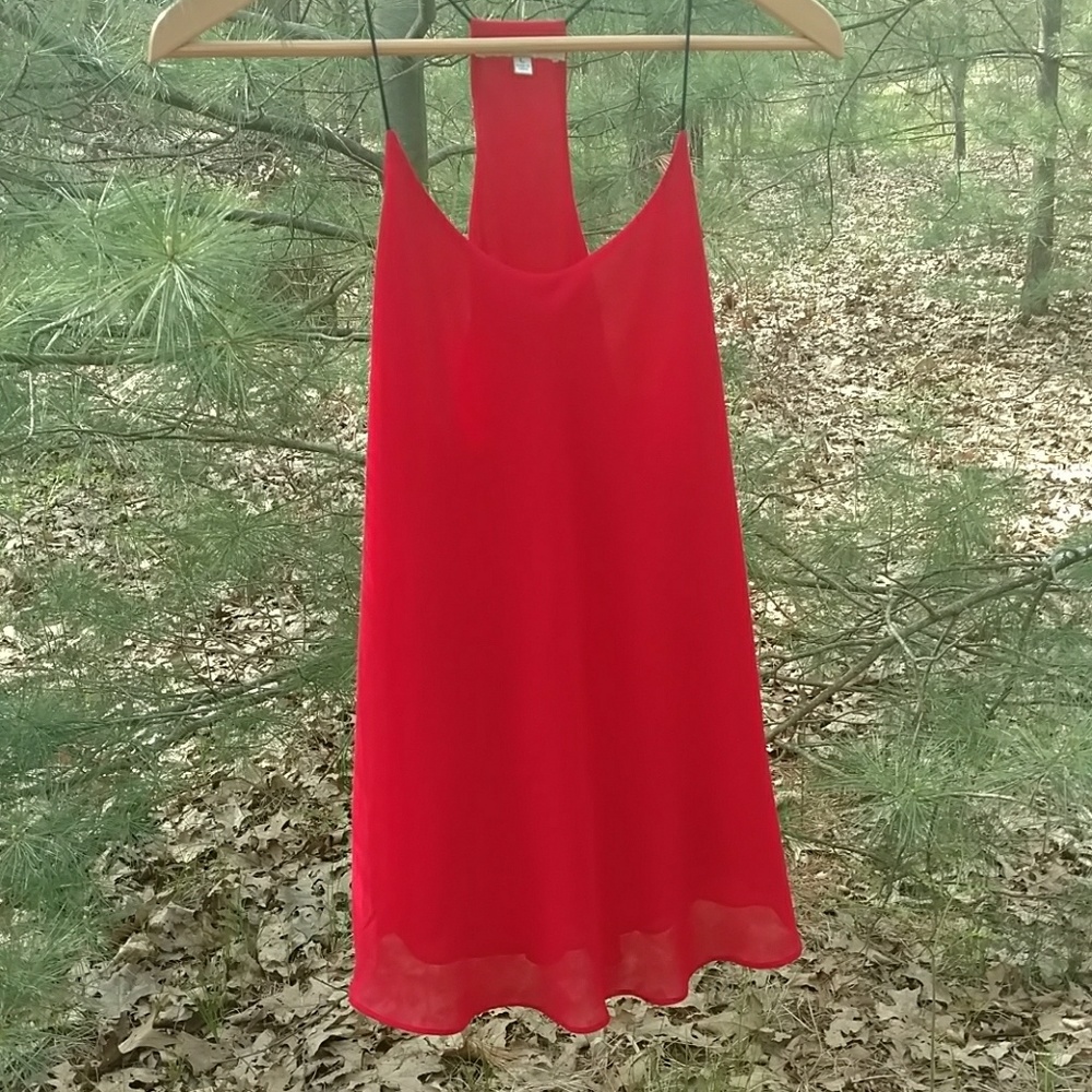 Red spaghetti strap tank, large