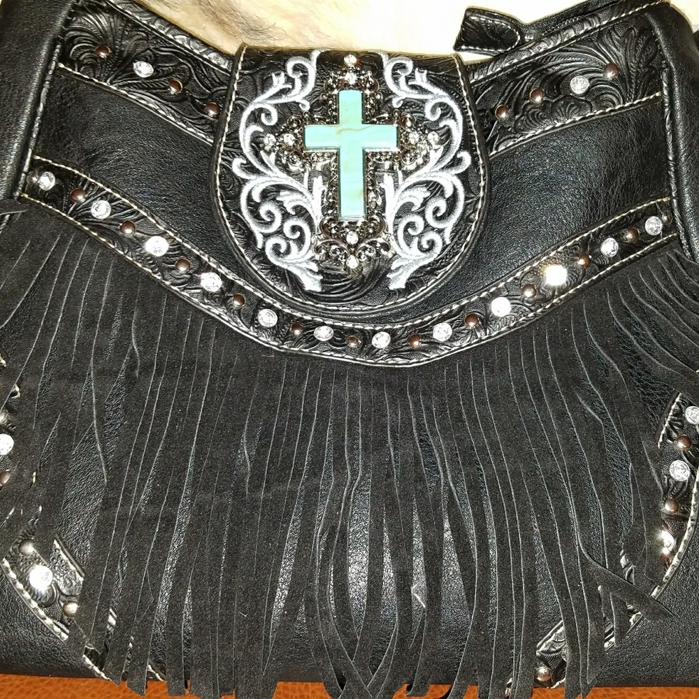 Leather concealed weapons boho purse