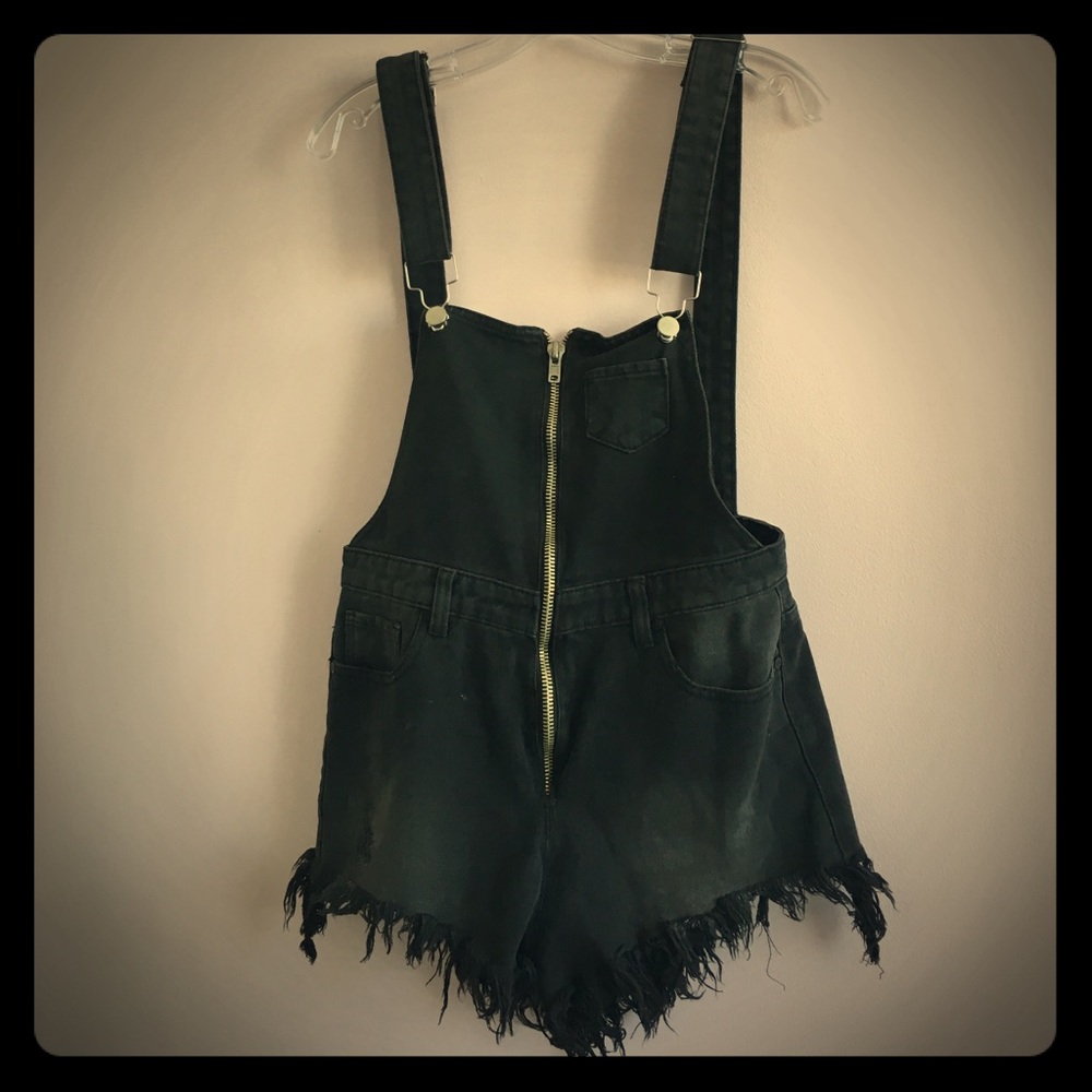 Black denim romper