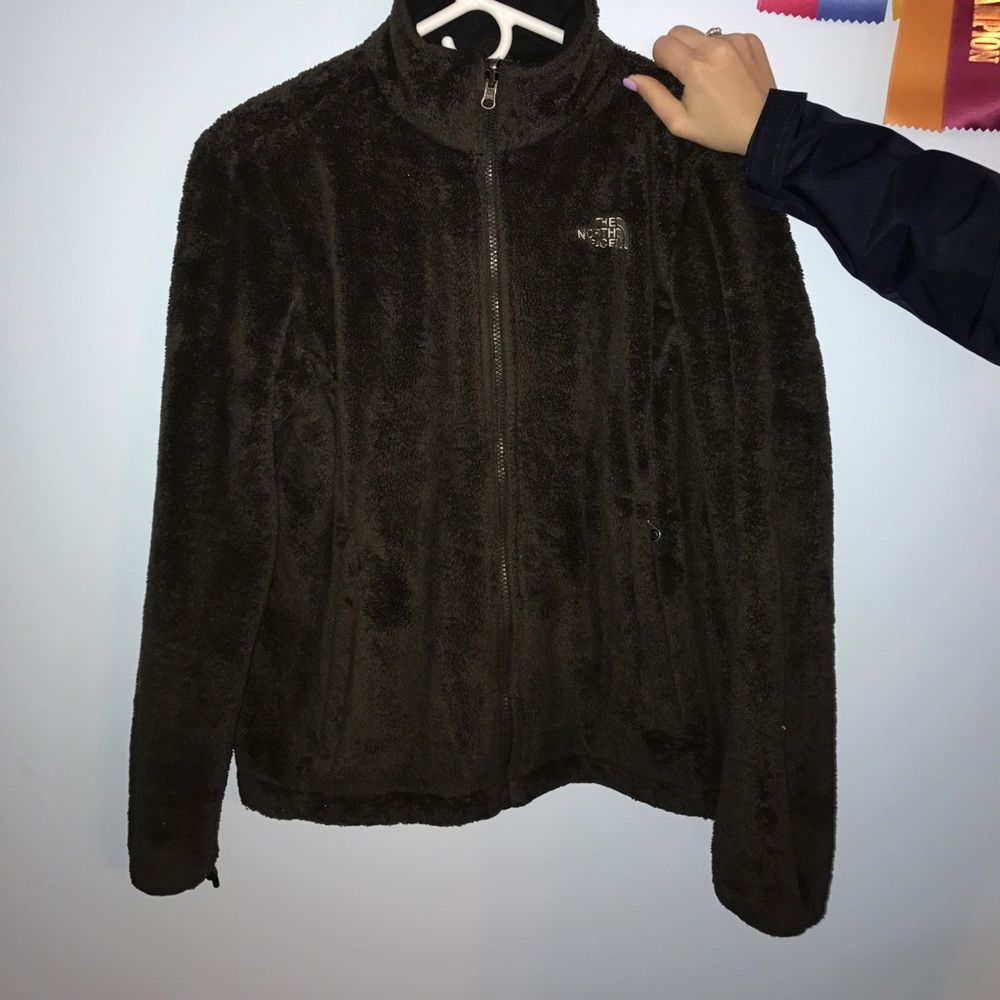 Brown fuzzy north face hardly used