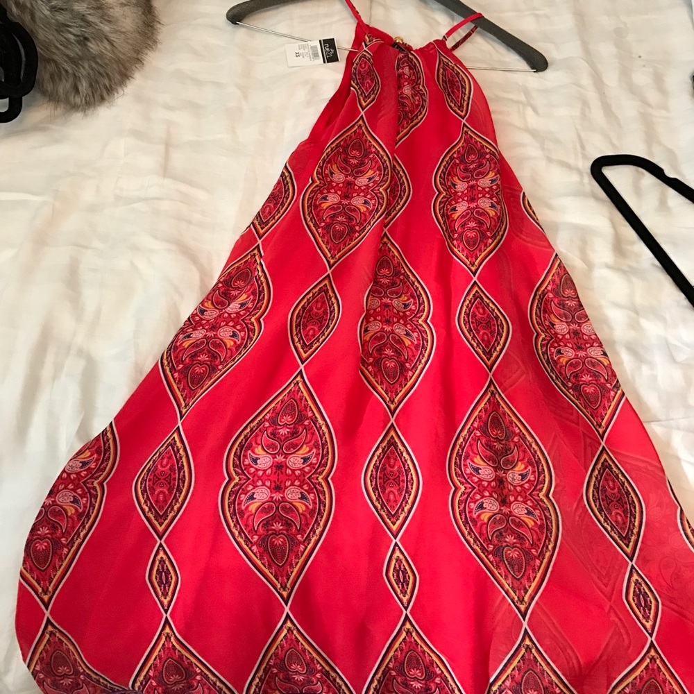 Red halter dress