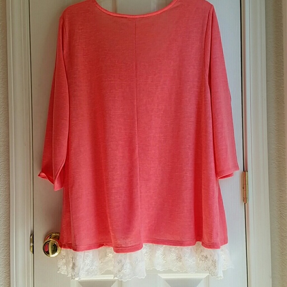 NWOT ARIZONA (JCP) LACE TRIM PULLOVER BLOUSE SZ 1X - Picture 5 of 6