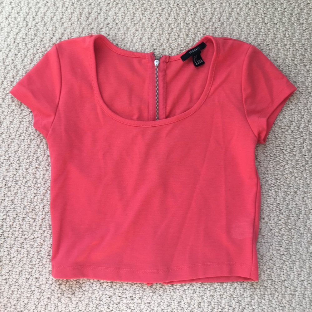 Coral/Bright Pink Crop Top