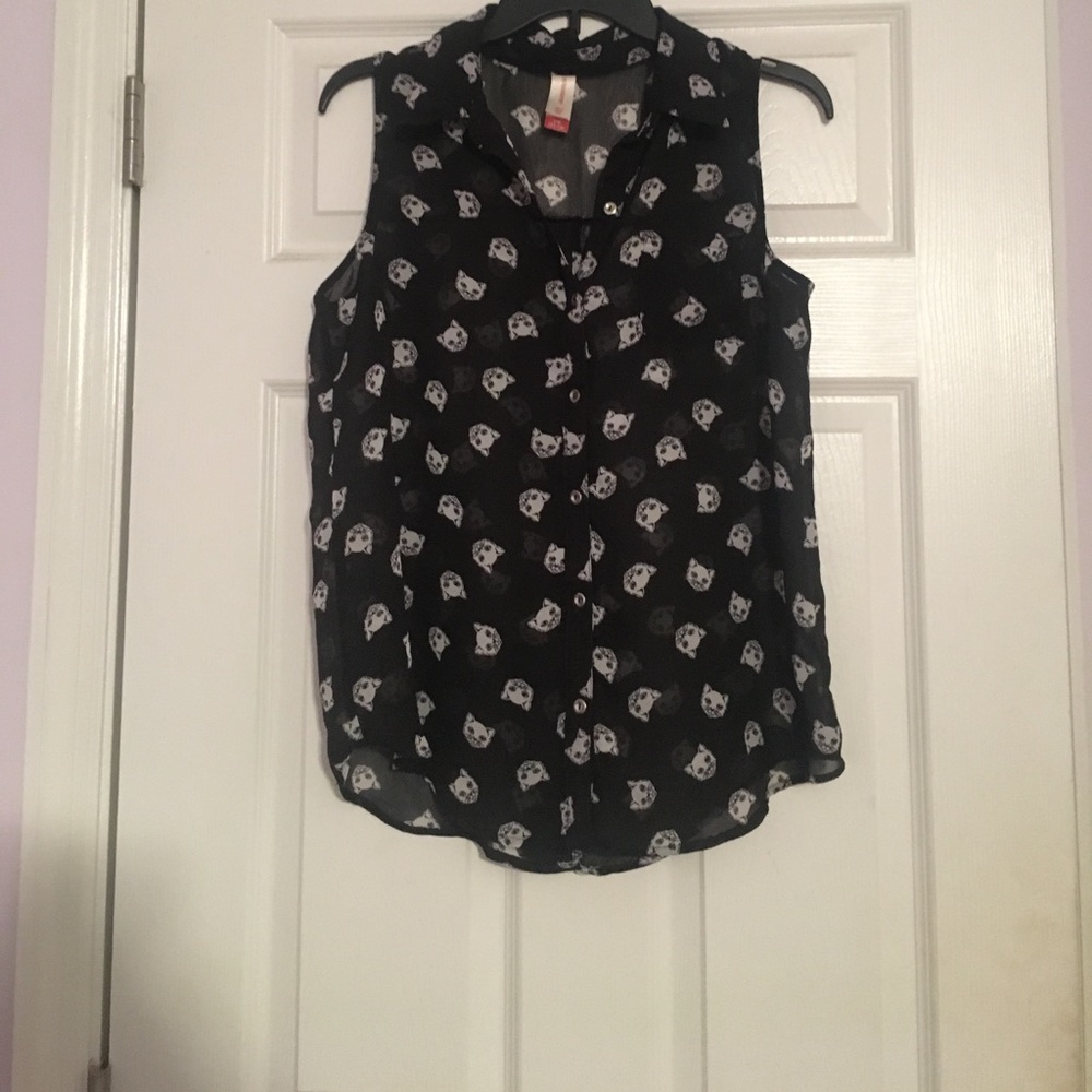 Black and white cat tank top