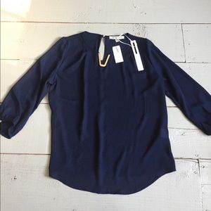 Love Letter Collection- Navy sheer blouse