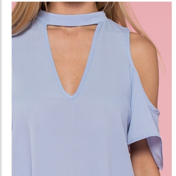 Choker Neck Cold Shoulder Top - Picture 4 of 4