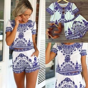 Two piece matching porcelain set