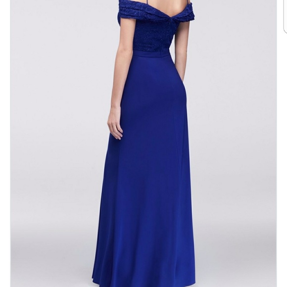 Jersey Off The Shoulder Royal Blue Dress Size 16 - Picture 3 of 3