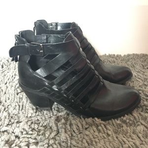 Black cut out detailed booties