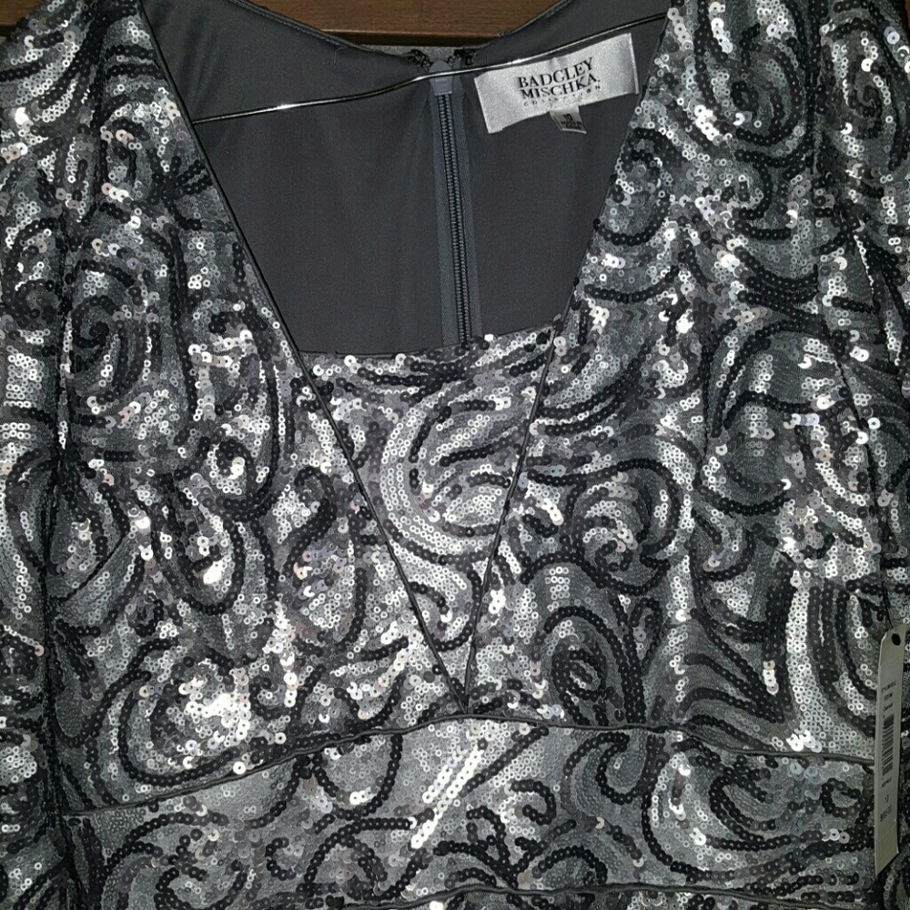 Badgley Mischka silver dress