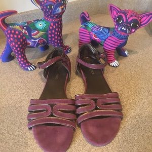 Purple Suede Sundance Sandals. Made in Italy.