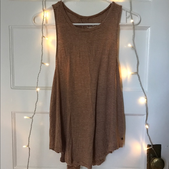 Open Back Pumpkin & White Striped Tank - Picture 2 of 4