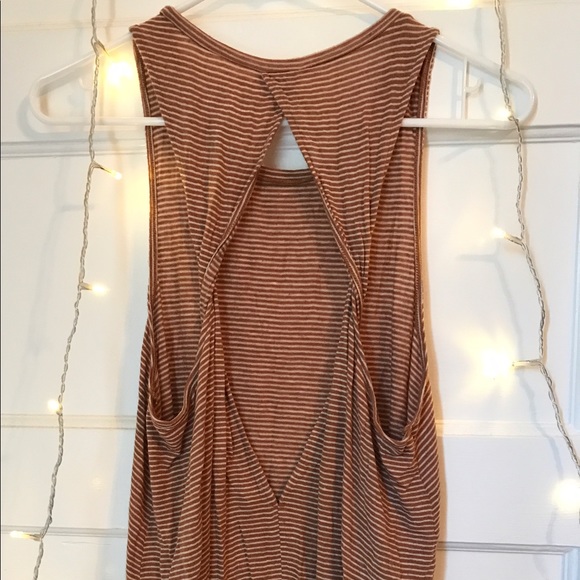 Open Back Pumpkin & White Striped Tank - Picture 4 of 4