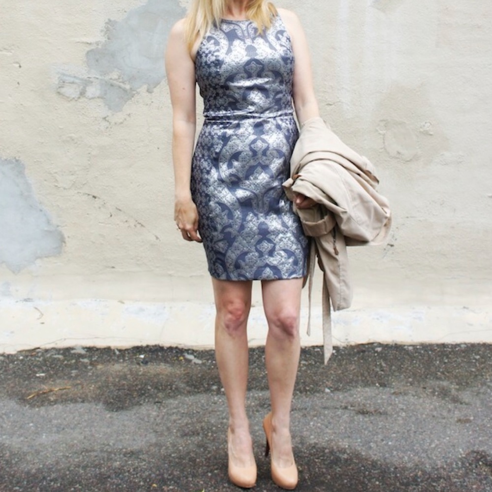 H&M Jacquard silver weave dress