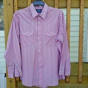 Men's pink striped western shirt