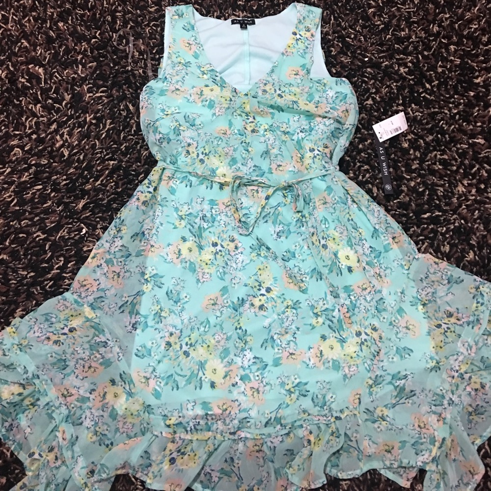 Mint green floral dress