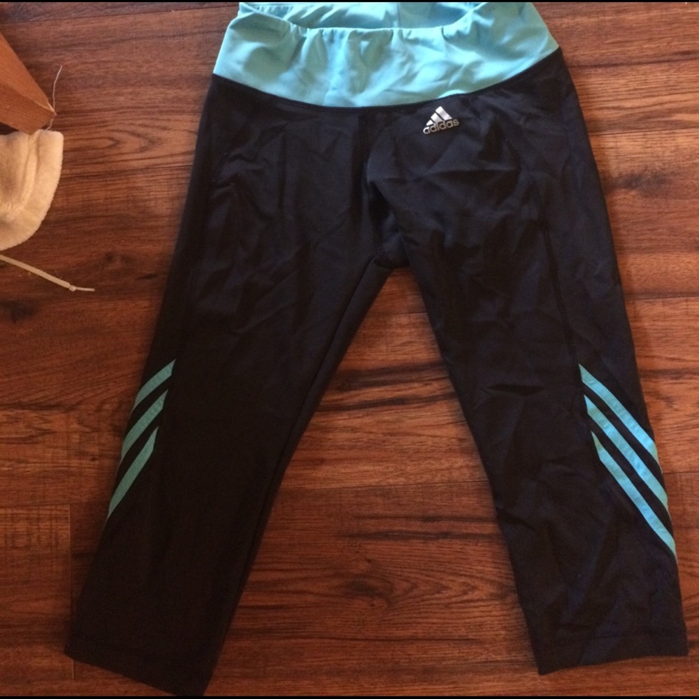 Black and blue adidas leggings