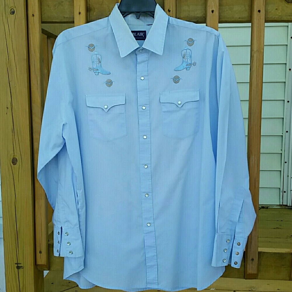 Men's light blue western shirt