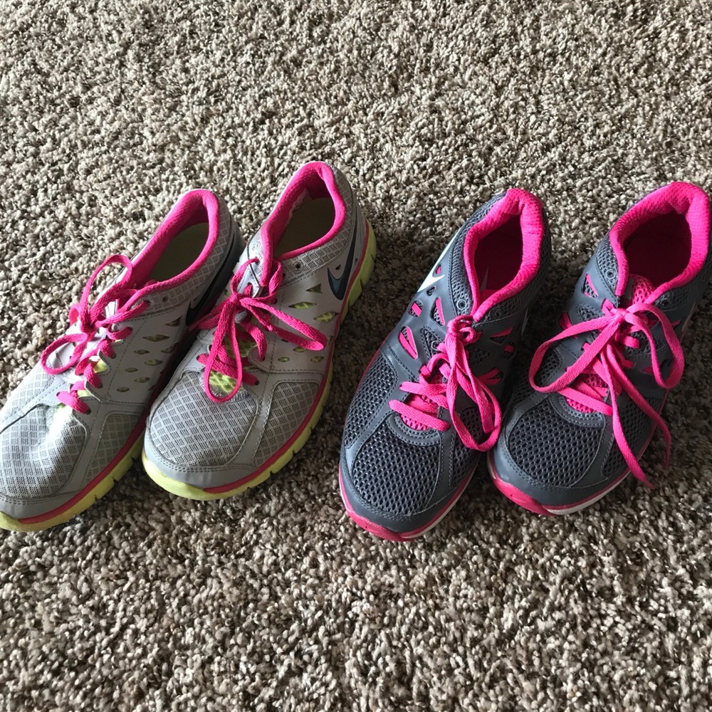Nike shoes. Size 7 (light grey) and size 6.5