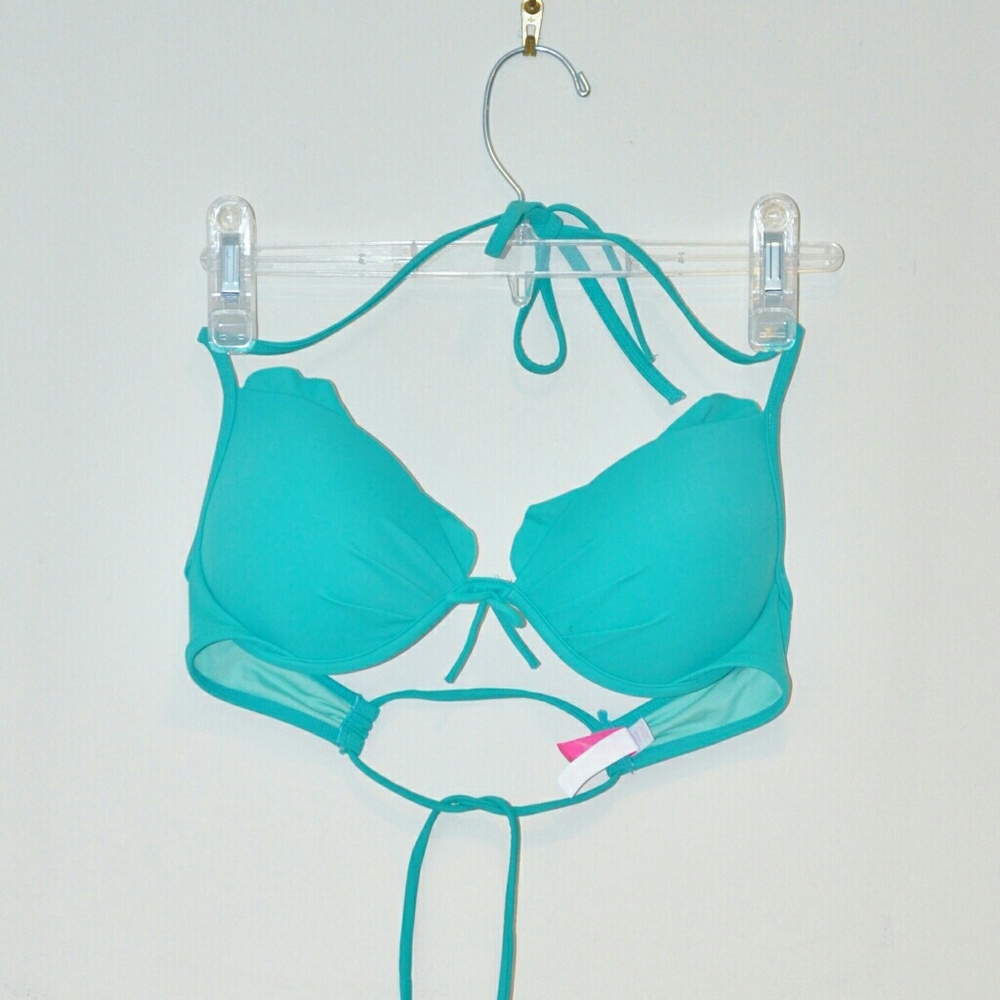 Victoria's Secret Teal Ruffle Push-up Swim Top