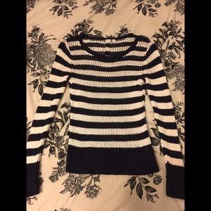Gap Navy and White Stripe Open Knit Sweater