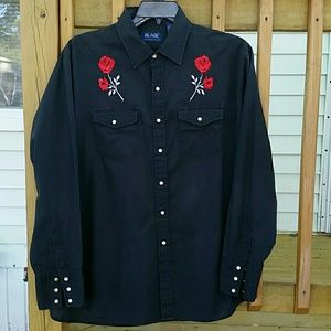 Men's black western shirt with roses