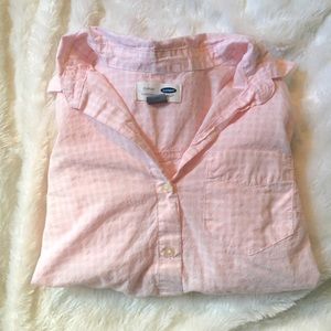 Old Navy NWOT Pink Gingham Button Down
