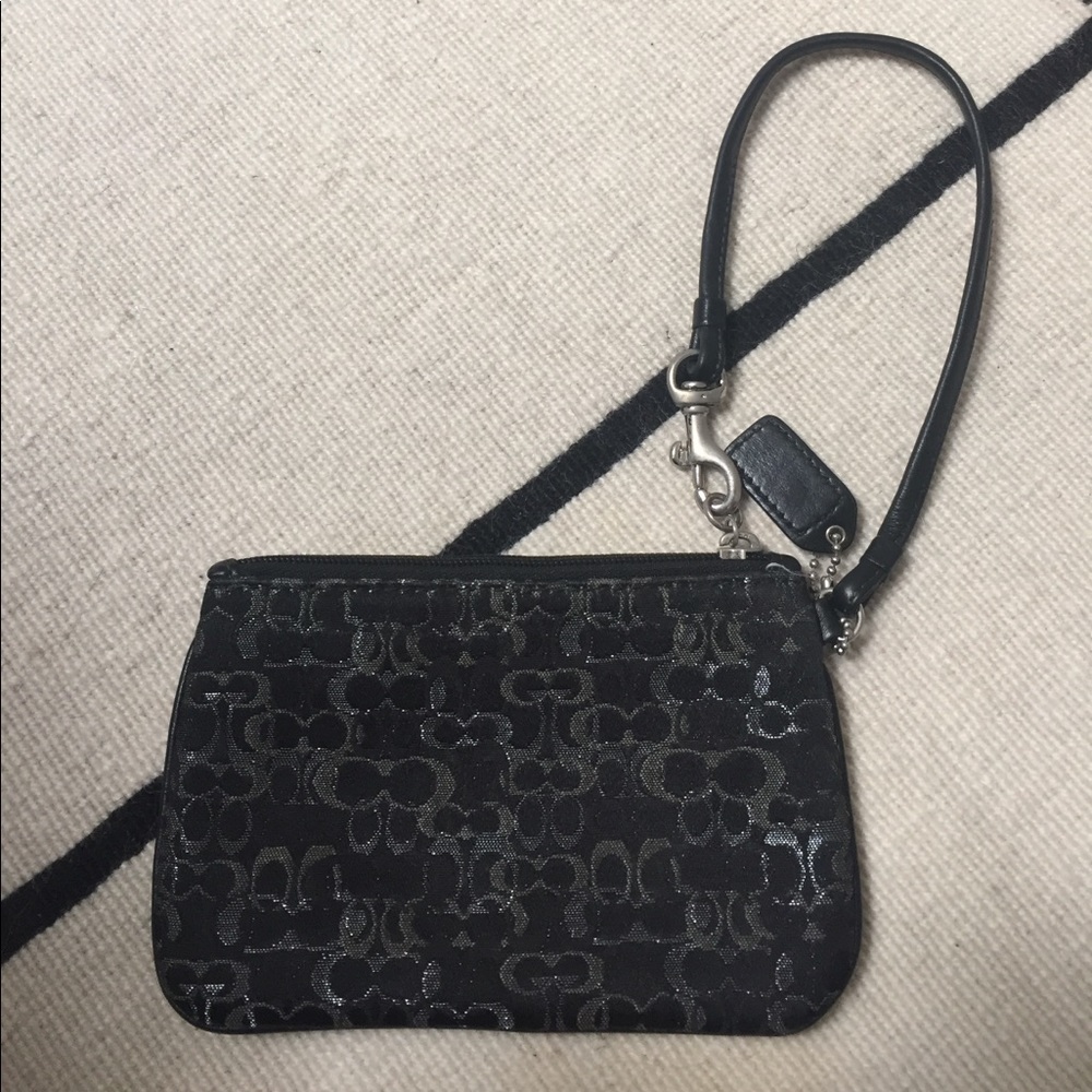Pre loved coach black and silver wristlet