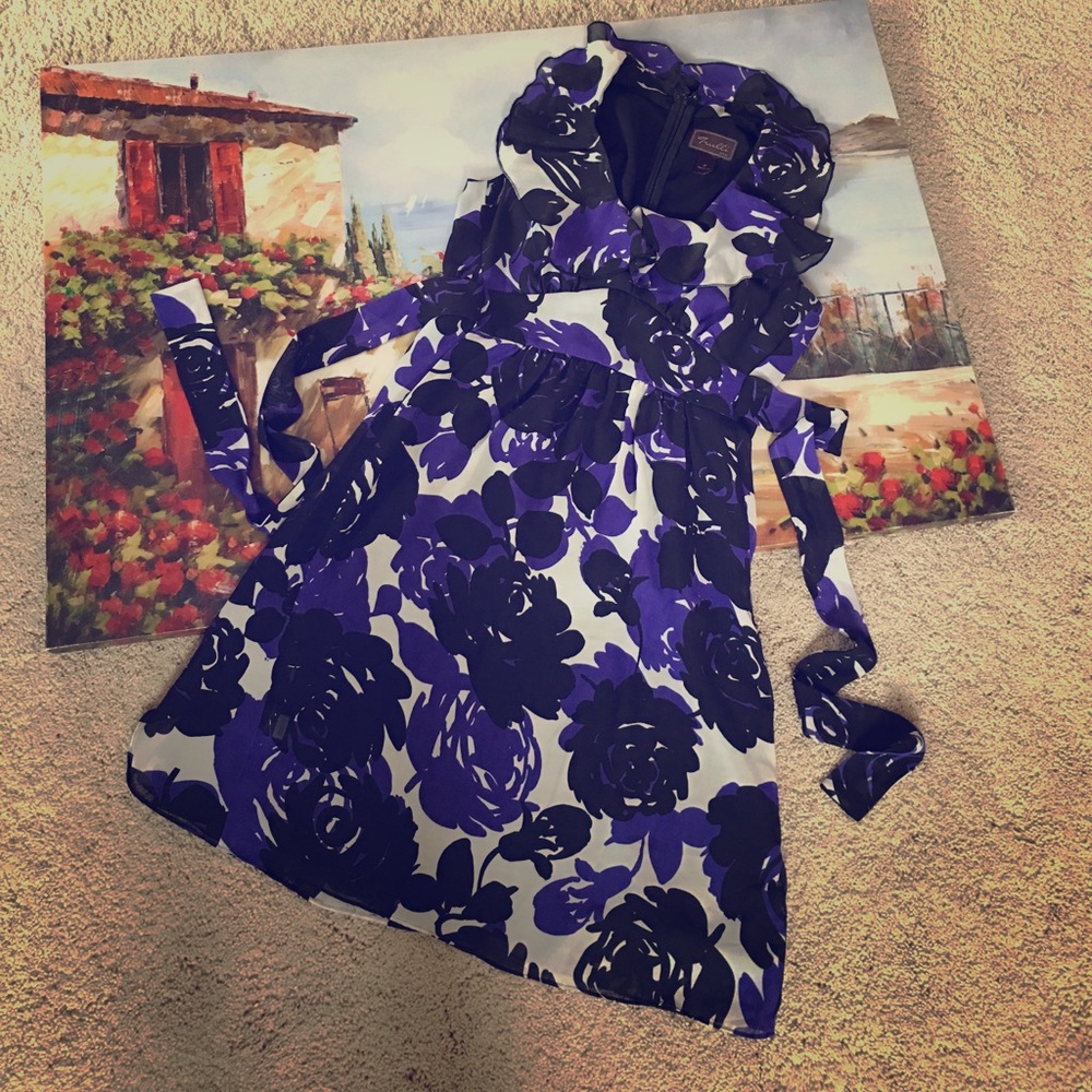 ☀️Trulli blue and black floral dress, 2P