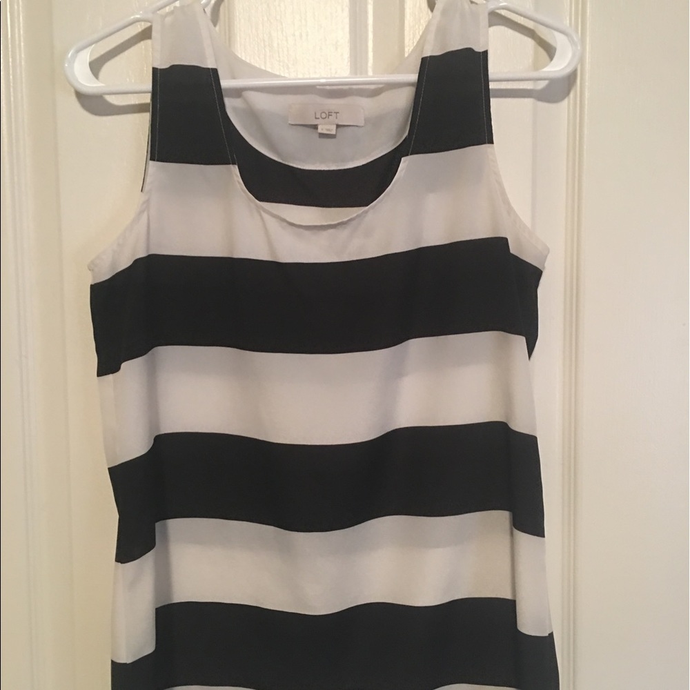 LOFT navy and white striped shell