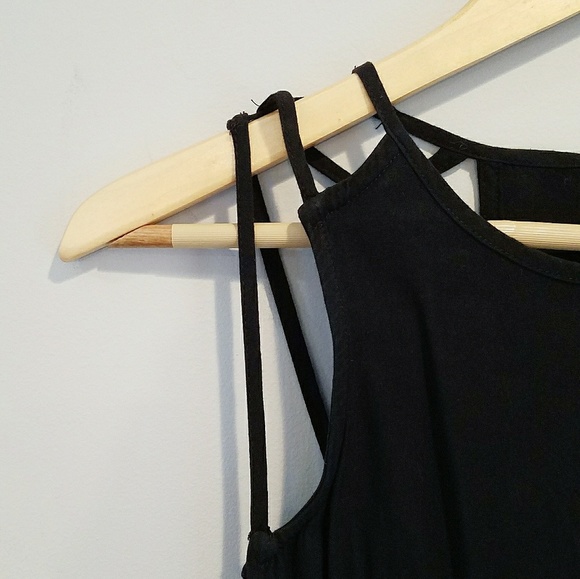 PRICE DROP!! Black Strappy Mini Dress - Picture 1 of 4