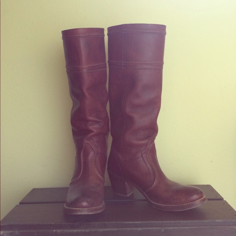 Frye boots with stitch detail