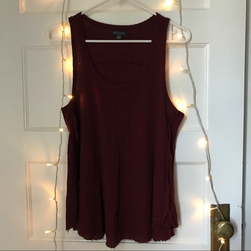 Maroon Red Soft Knit Tank - Picture 2 of 4