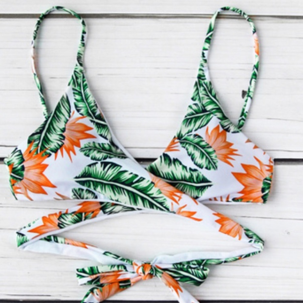 Jungle Print Wrap Bikini Top
