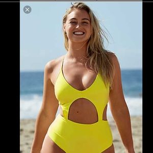 Neon yellow one piece swimsuit from American Eagle