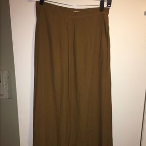 Olive green  silk maxi skirt