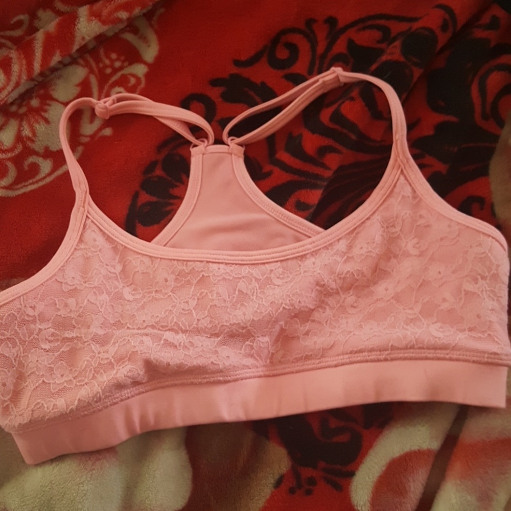 Cute lace pink sports bra