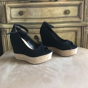 Bamboo black wedges