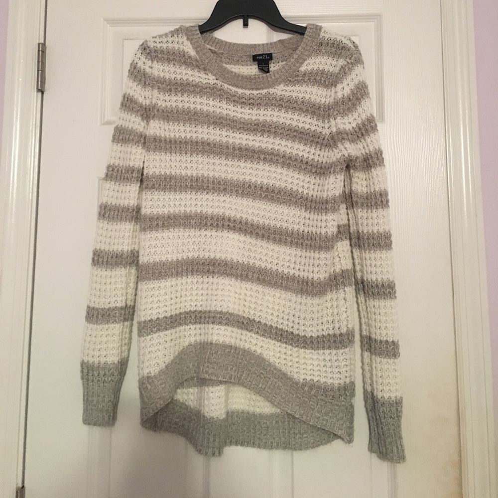 Gray and white sweater